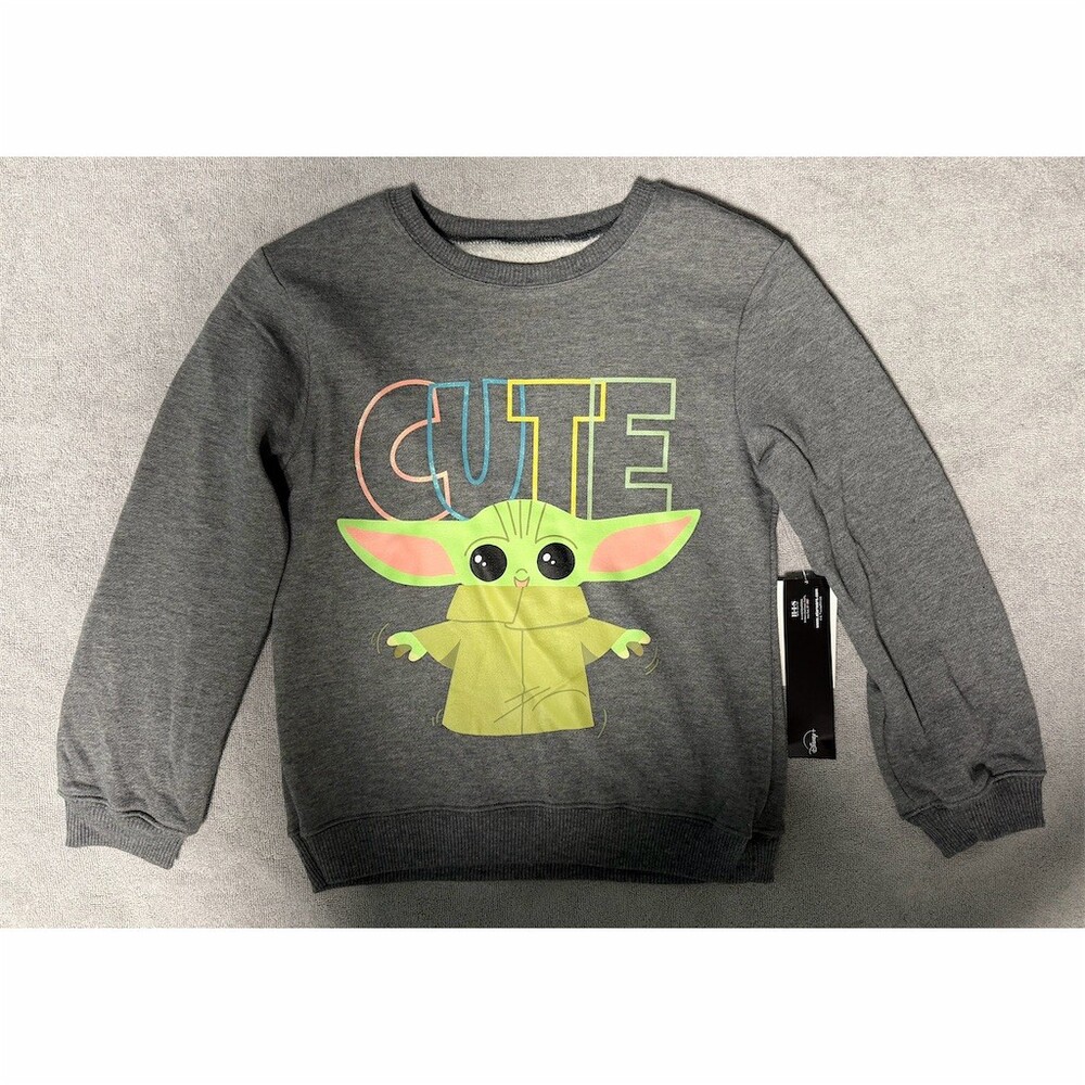 Star Wars Grogu The Child Girls Sweatshirt Gray Pullover Youth M (7-8)